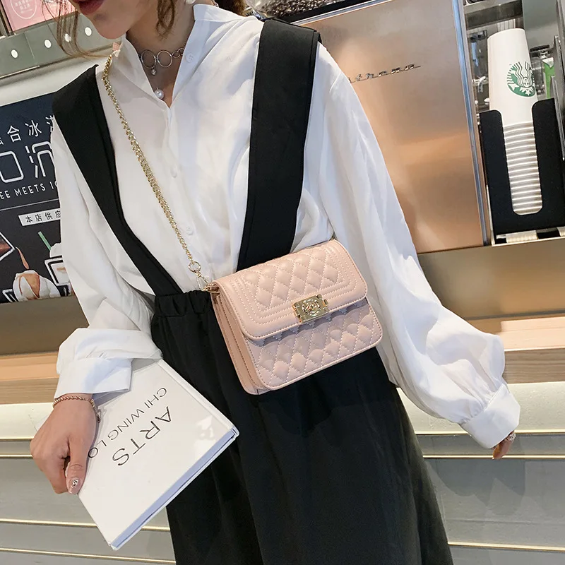 

Elegant Retro Graceful 2019 Summer New Style Rhombus Lock Square Bag with Chain Women's Shoulder Bag Fashion