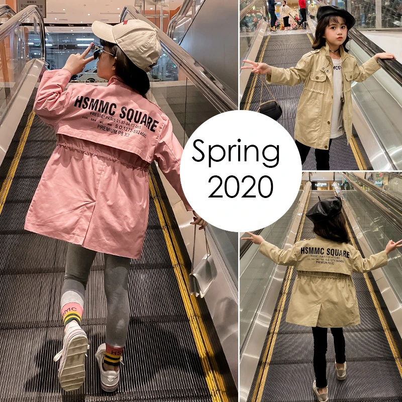 

Spring 2020 Girls Casual Jacket Kids Coats Outerwear Autumn Fashion Letter Printing Windbreaker for Girls Children Tops Clothes