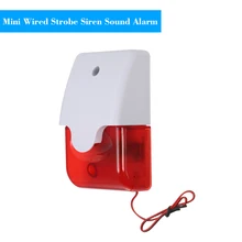 Mini Wired Strobe Siren Sound Alarm Strobe Flashing Red Light Sound Siren for Home Security Protect Alarm System 110dB