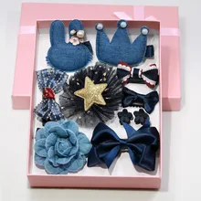 Детские заколки; милый головной убор в Корейском стиле; подарочная упаковка; 10 шт.; аксессуары для волос; повязка на голову с бантом для маленьких девочек