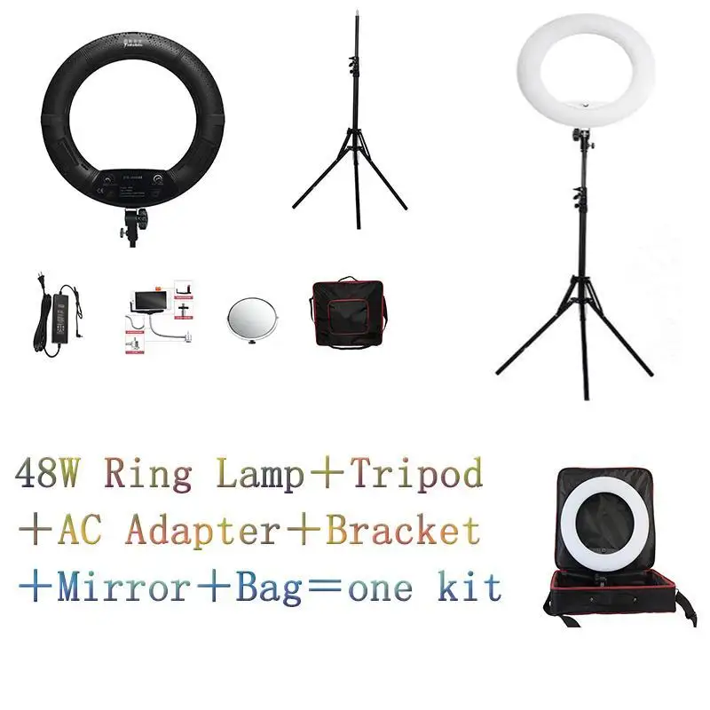 

Yidoblo Black FS-480II 2 Colors adjust Camera Photo/Studio/Phone/Video 18\"48W 480 LED Ring Light LED Lamp+ 2M tripod +Soft bag