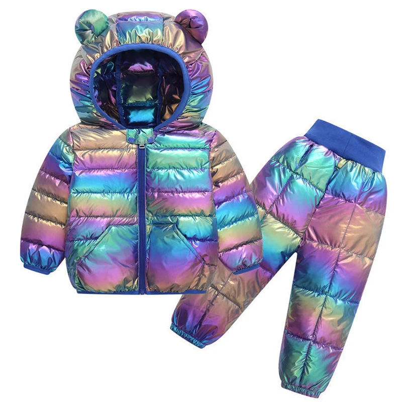 

Winter Children Clothing Set Down Cotton Warm Suit For Boys 2024 New Fashion Zipped Jacket+Pant 2pcs 0-5Y Outfits Girls Clothes