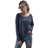 Autumn Long Sleeve T Shirt For Women Clothes O-neck Plus Size Fashions Loose Casual T-shirt Tops Off Shoulder Tee Shirt Femme