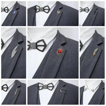 

i-Remiel Retro Men Eagle Claw Feather Leaf Brooch Pin Jewelry Men's Suit Coat Lapel Pins Shirt Collar Accessories Music Gifts