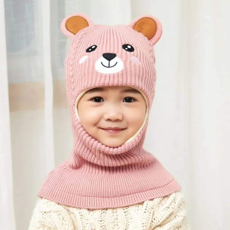 doitbest menino menina gorro proteger pescoço dinossauro raposa urso prova de vento inverno malha chapéu criança meninas earflap bonés para anos de idade