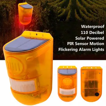 

Solar Sound Light Alarm Motion Sensor 110 Decibels Siren Sound Alert 6LEDs Flash Warning Strobe Security Alarm System
