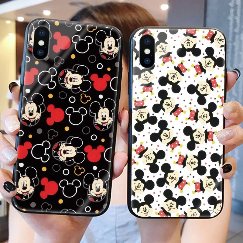 

Cartoon Lovely Mouse Tempered Glass Case For iPhone X 7 Plus 8 6 6s S Fundas For Apple iPhone 10 Xs Max XR Protective Cases