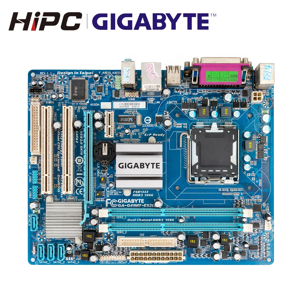 

Gigabyte GA-G41MT-ES2L Desktop Motherboard G41 Socket LGA 775 For Core 2 DDR3 8G Micro-ATX G41MT-ES2L Used Mainboard
