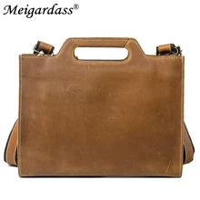 Винтаж Crazy Horse Для мужчин сумка из натуральной кожи кожаный деловой портфель Курьерские сумки для мужские офисные айпад ноутбук сумки для документов