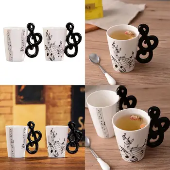

Creative novelty note handle ceramic cup free spectrum coffee milk tea cup personality mug unique musical instrument gift cup