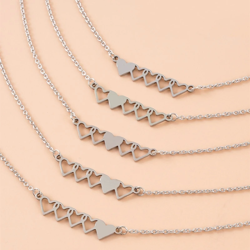 Collares en forma de corazón para mejor collar de hermana, colgantes de corazón a juego, joyería, regalos de cumpleaños, 4 piezas/5 piezas|Brazaletes de cadena y enlaces| - AliExpress