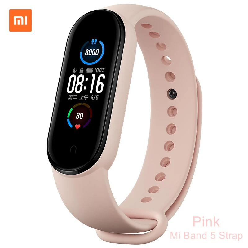 Оригинальный браслет Xiaomi Mi Band 5 розовый фиолетовый мятный зеленый бирюзовый цвет