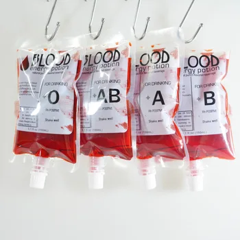 

10pcs Halloween Cosplay Blood Drinks Bag Vampire Food Pouch Props PVC Water Container Bottle Decors Costume for Women Kids