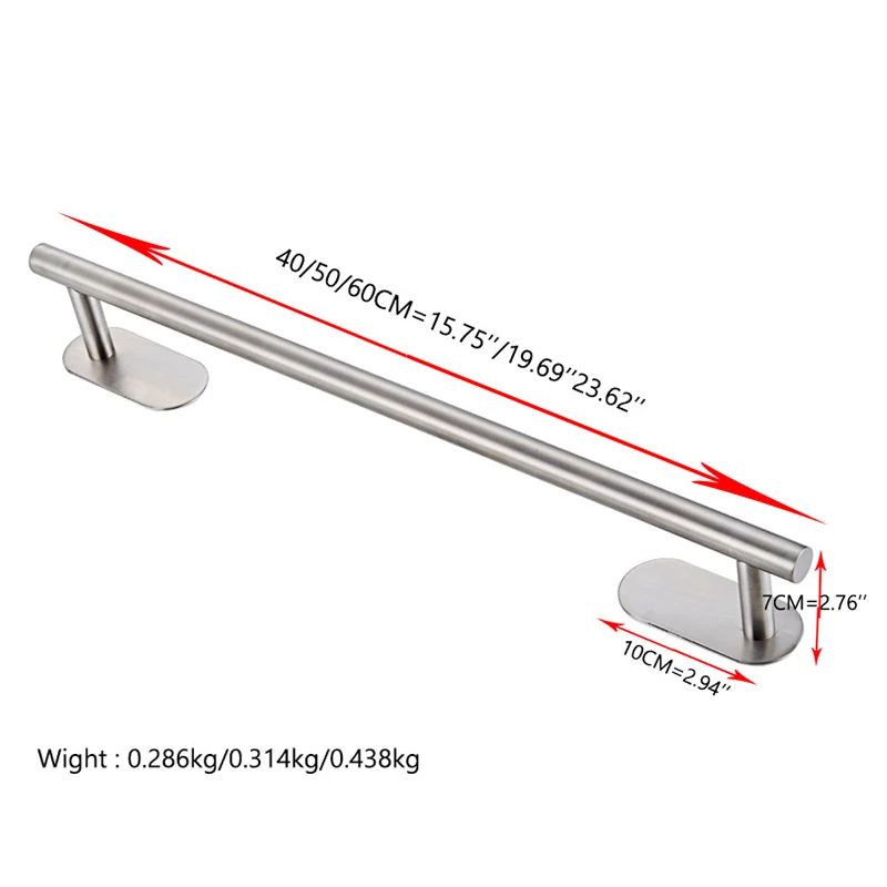 Bathroom Facilities Towel Holder Towel Bar Hook 304 Stainless Steel No Drilling Self-adhesive Punch-free