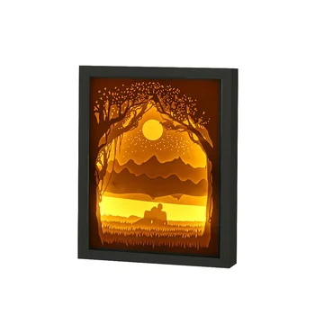 

DIY Handmade Papercut Paper Carving Light Lamp 3D Paper Sculpture Light USB Night Light for Christmas Bedroom 235*295*45mm Oc15