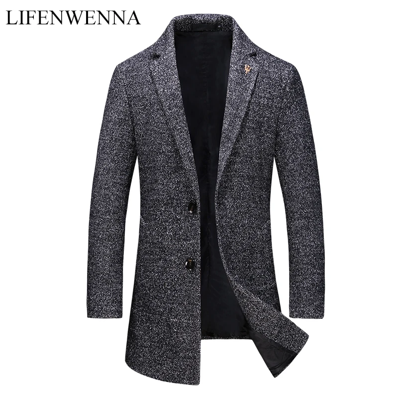 2019 New Autumn Fashion Brand Jacket Mens Wool Coat Single Breasted Business Coats Mens Clothing Trend Mid-Long Trench Coat Men