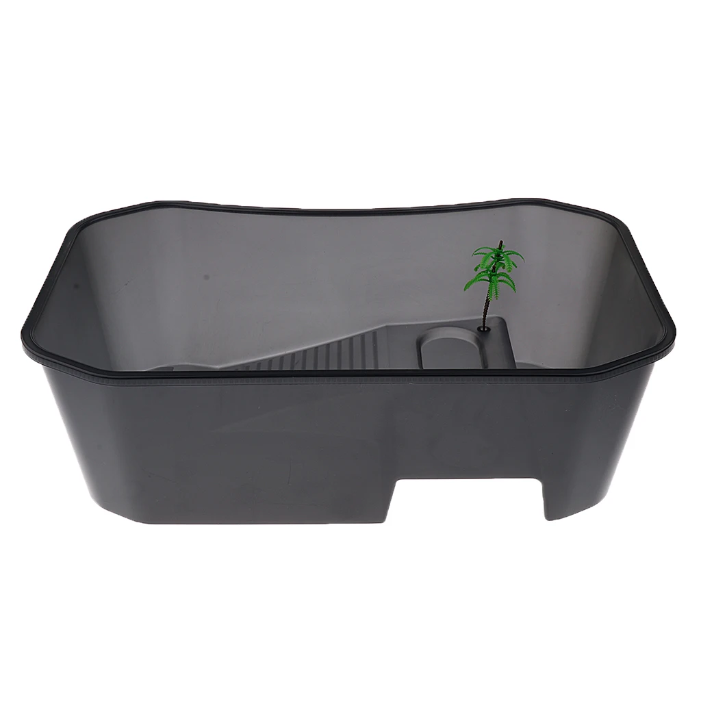 Reptiles Amphibians Turtle Tank Vivarium Feeding Box with Basking Ramp