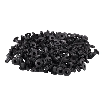 

100Pcs Car Molding Door Fender 5mm Hole Plastic Rivets Fixing Black.