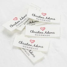 Heart Banner Labels, Personalized Iron On Custom Tags for Handmade Items Craft Show Tags, Custom Printed on Cotton(2203)