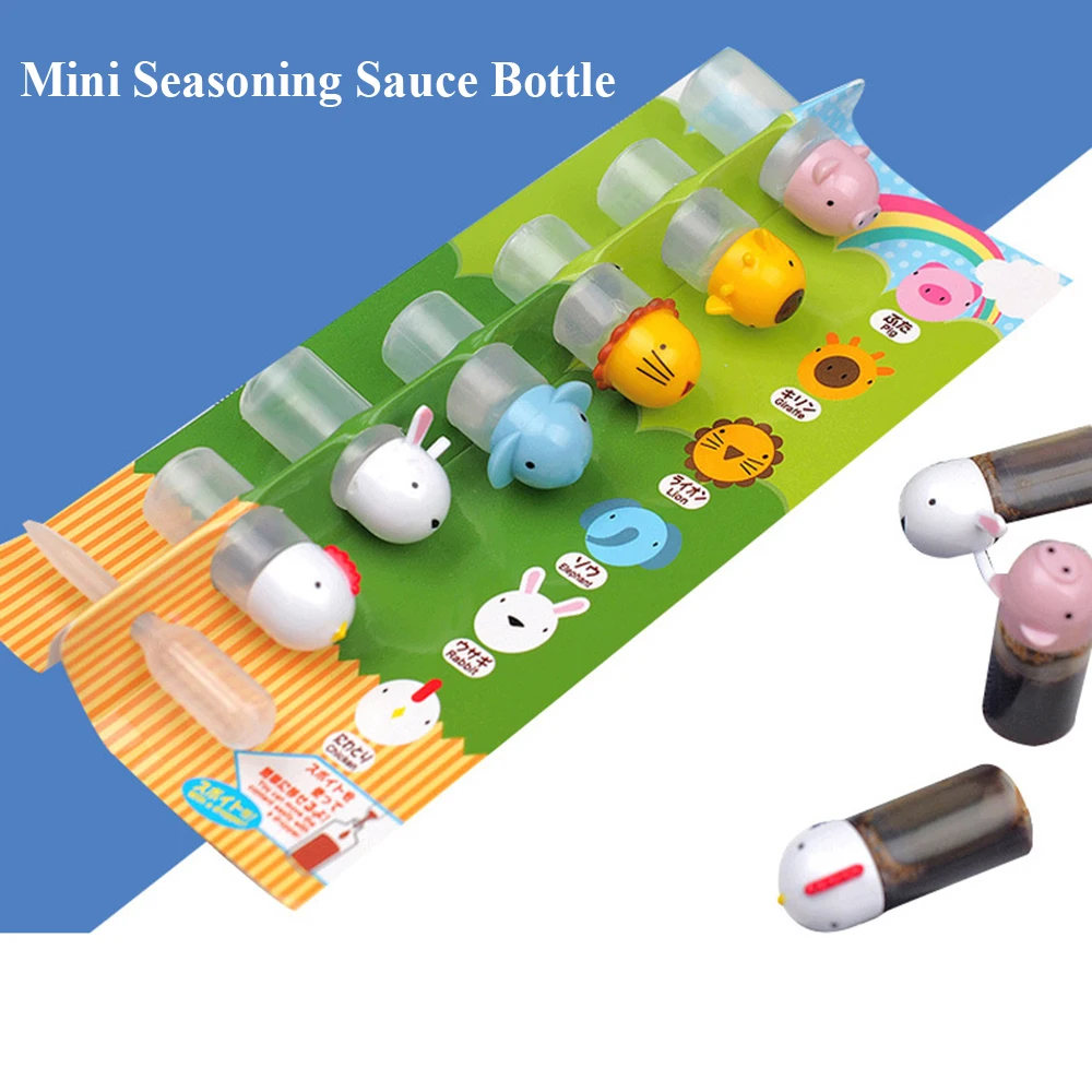 1set Mini Seasoning Sauce Bottle Cute Cartoon Mini Sauce Containers Soy