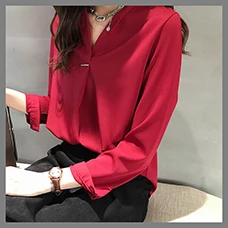 Womens-Solid-V-Neck-Blouses-Plus-Size-Loose-Shirts-Ladies-Casual-Long-Sleeve-Chiffon-Blouses-Elegant