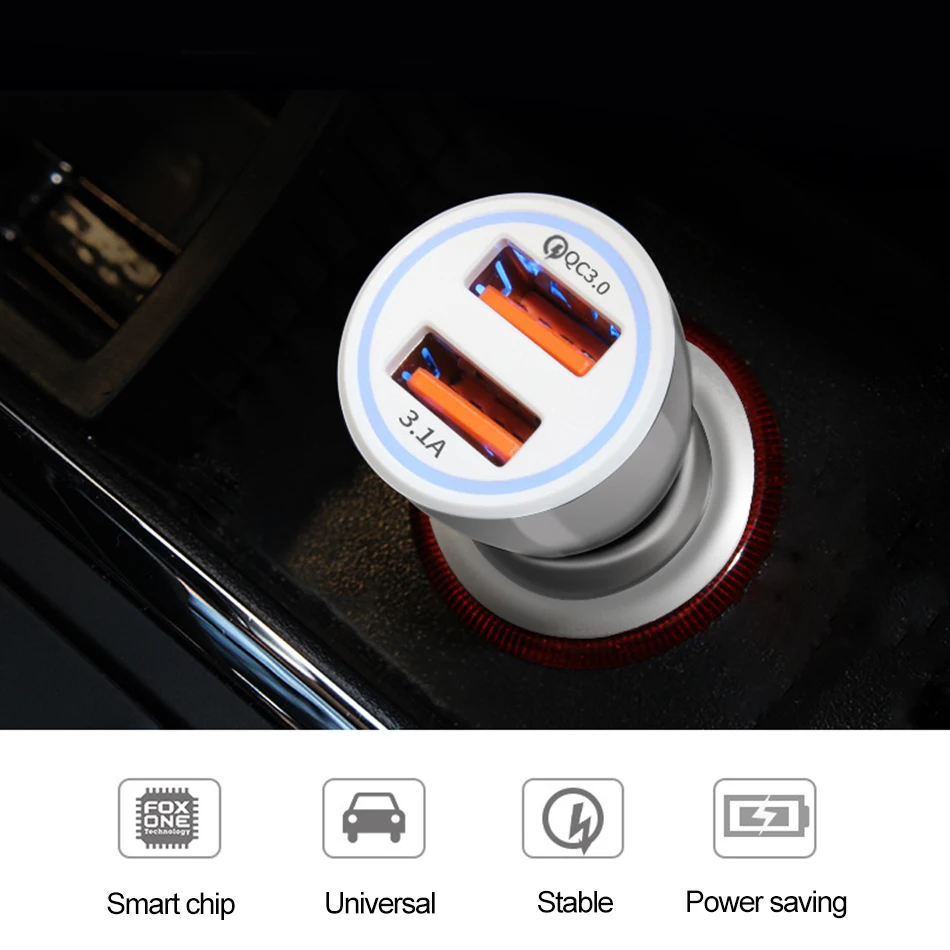 Автомобильное зарядное устройство USB QC Celular Carregador для 3,0 2, зарядное устройство для телефона, быстрая зарядка, автомобильное зарядное устройство 3,1 А