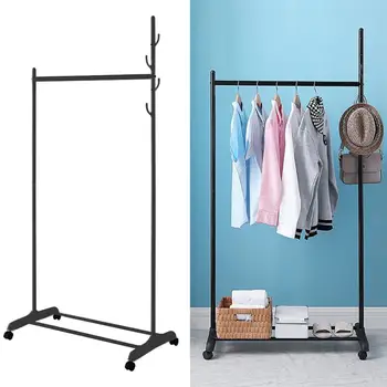 

Removable Bedroom Hanging Clothes Rack with Wheels Floor Standing Coat Rack Multi-function Modern Triangle Coat Wardrobe Hanger