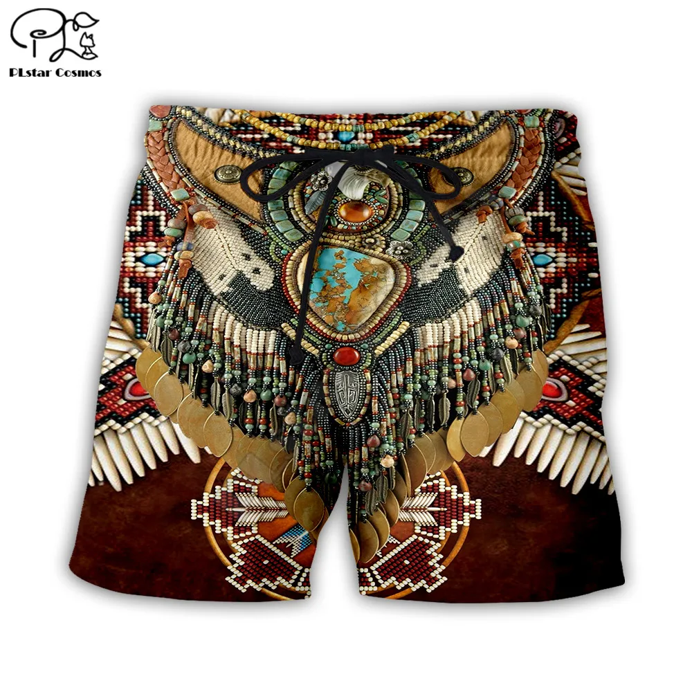 

PLstar Cosmos 2020 Summer fashion Short Native Indian 3D all ove prined Trousers women for men Beach casual Shorts style-2