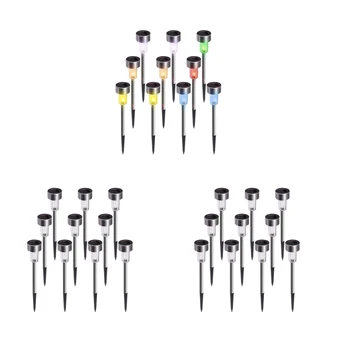 

10Pcs Stainless Steel Solar Lights Outdoor Solar Powered Garden Lights Waterproof Yard Lights LED Lights Auto On/Off Lighting fo