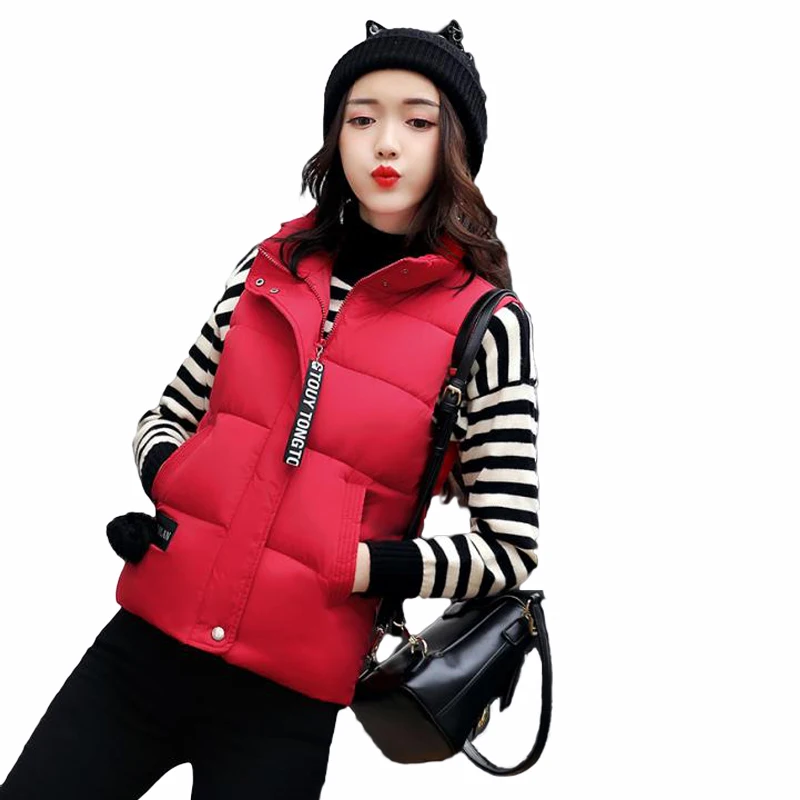 Новинка 2017 Женский пуховой жилет с меховым помпоном хлопковая куртка женский