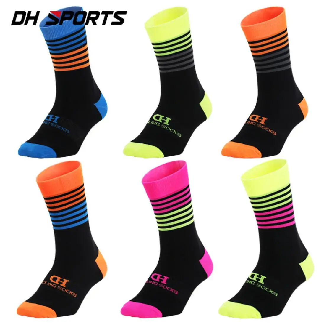 DH deportes DH-07 profesional de ciclismo calcetines alta genial alto calcetines para bicicleta de montaña al aire libre medias deportivas de compresión en venta