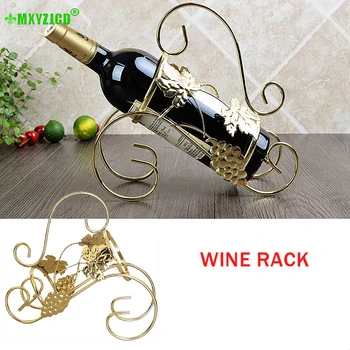 

Wrought Iron Gold Wine Rack Container Bar Living Room Car Sculpture Craft Wine Rack Office Grape Flower Small Ornaments