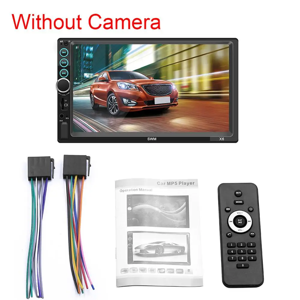 X6 автомобильный dvd плеер автомобиля двойной Din 7-дюймовый HD Сенсорный экран автомобиля MP5 плеер 12V набор беспроводной связи по стандарту Bluetooth для автомобиля радио с 8LED светильник Камера - Цвет: Host