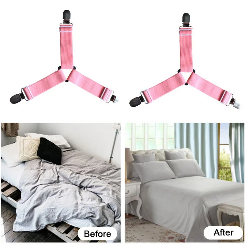 4pcs Adjustable Elastic Clamps Bed Sheet Clips Grippers Holder Mattress