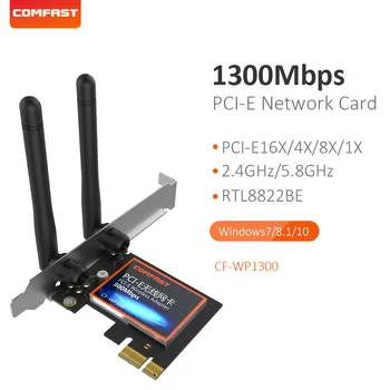 

Highspeed 1300Mbps Dual Band PCI-E wireless network card 802.11ac wifi adapter 2*3dBi Antenna CF-WP1300 desktop PC