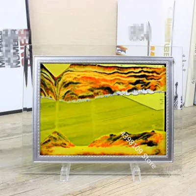 Günstig Glas foto rahmen treibsand malerei dynamische kunst flüssigkeit landschaft malerei glas foto rahmen einrichtungs hause dekoration handwerk