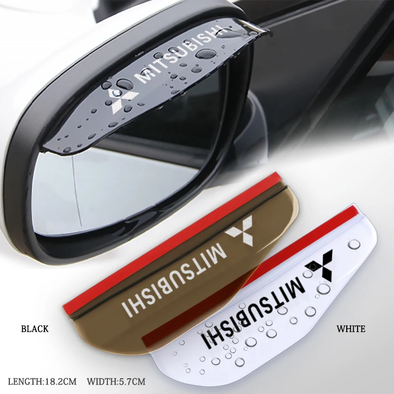 2Pcs PVC Car Rear View Mirror Sticker Rain Eyebrow Shield Sun Shade Protector For Mitsubishi ASX Lancer 10 Pajero Outlander | Автомобили и