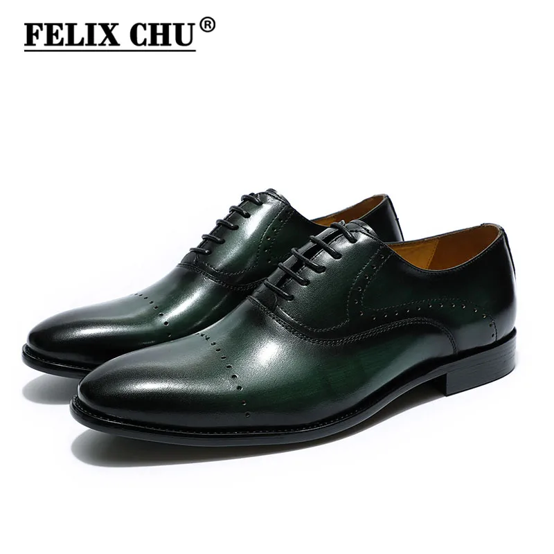 

Luxury Mens Brogue Oxford Shoes Genuine Leather Dress Shoes Lace-Up Black Brown Green Wedding Party Men Business Formal Shoes