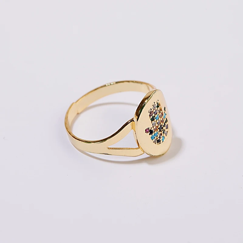 Trendy Gold Adjustable Rings Women's Micro-Inlaid Zircon Evil Eye Engagement Ring Party Gift Charm Jewelry