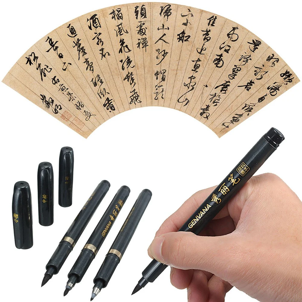 

1PC Sketch Drawing Marker Brush and Fine Point Fineliner Penmanship Calligraphy Pen Refillable Pigment Ink Brush Marker Marker