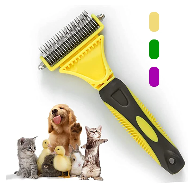 Double Sided Dog Grooming Brush Professional Grooming Rake for Easy