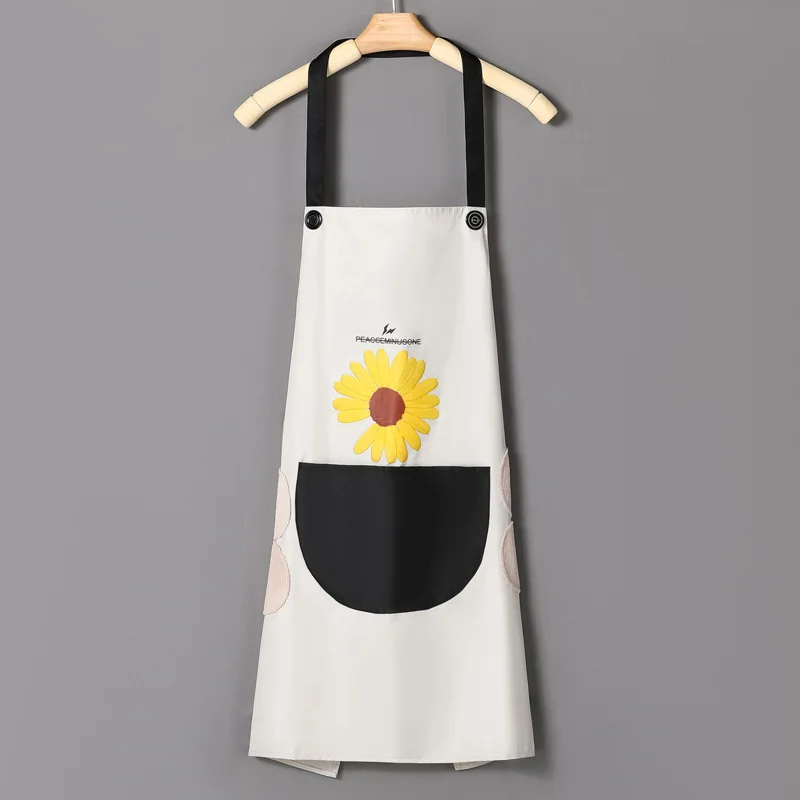 Apron Daisy Theme Wipe Hands Waterproof Pinafore Kitchen Supplies Kitchen Tools Gifts Presents Fashion Women Sleeveless Apron