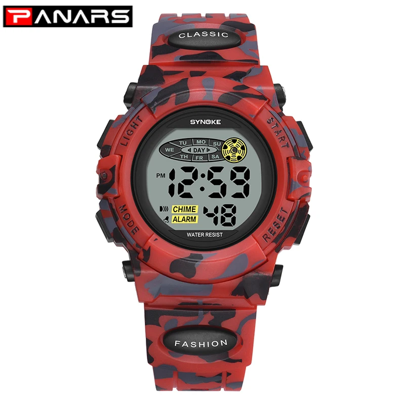 

PANARS Army Children's Watches Sports Digital LED Luminous Alarm Clock Electronic Kids Boy Wristwatch Calendar Student Relogio