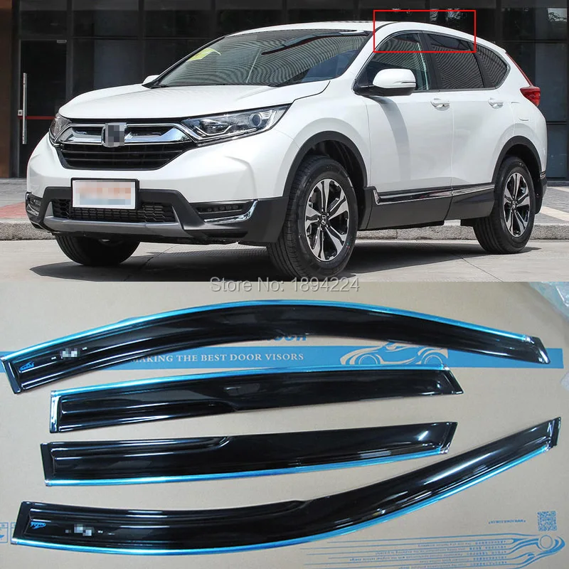

4pcs Silver Trim Window Visor Shade Vent Wind Rain Deflector Guards For Honda CRV 2017-2018