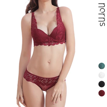 

Norns Spring and Summer Gathered Lace Bra Suit Memory Soft Steel Ring Thin Upper Thick French Underwear Set