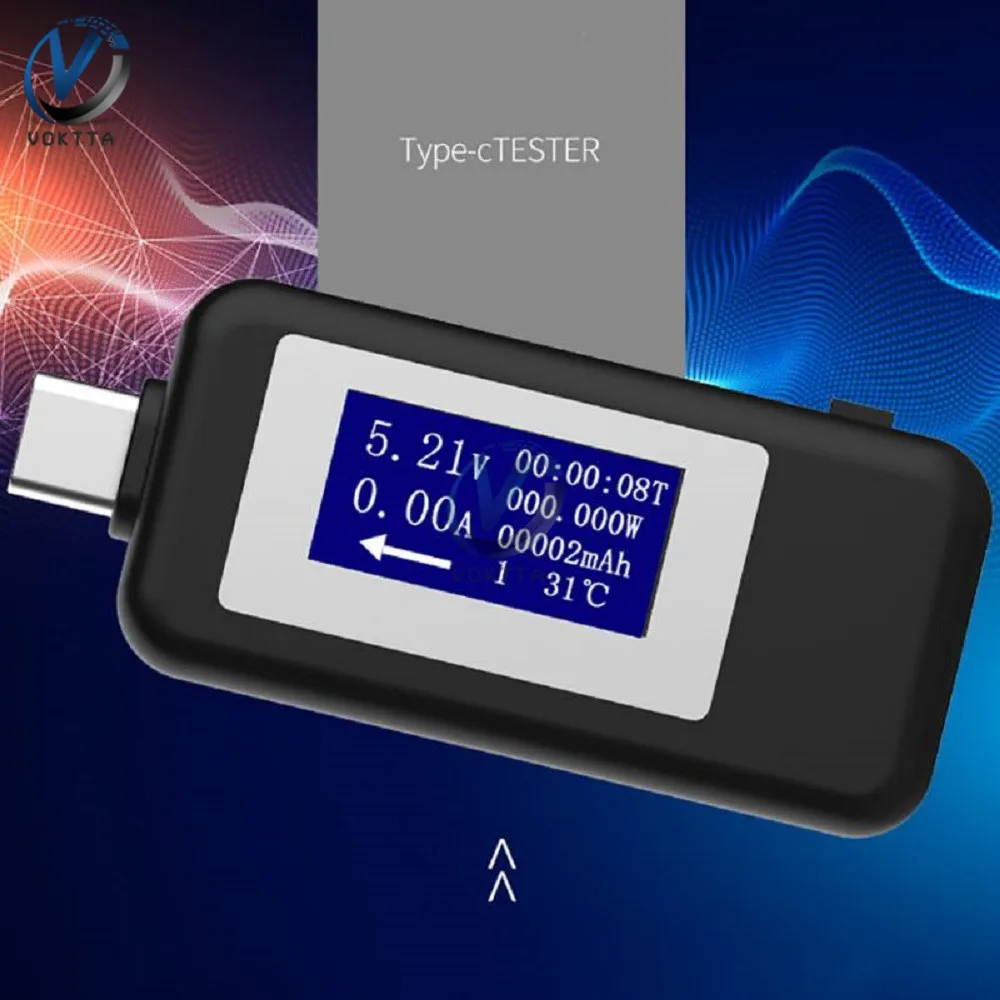 USB тестер Type C ЖК цифровой вольтметр амперметр напряжения и тока детектор