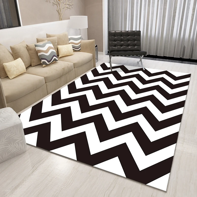 Скандинавские Геометрические черно-белые ковры для гостиной, спальни, минималистичный современный напольный прикроватный коврик балкон, коридор, коврики