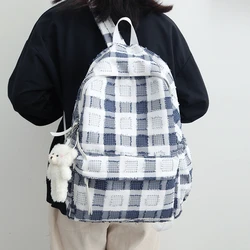 Fashion Plaid Backpack Purse for Women High Quality Large Capacity School Laptop Backpacks Female Book Pack Rucksacks Bagpack