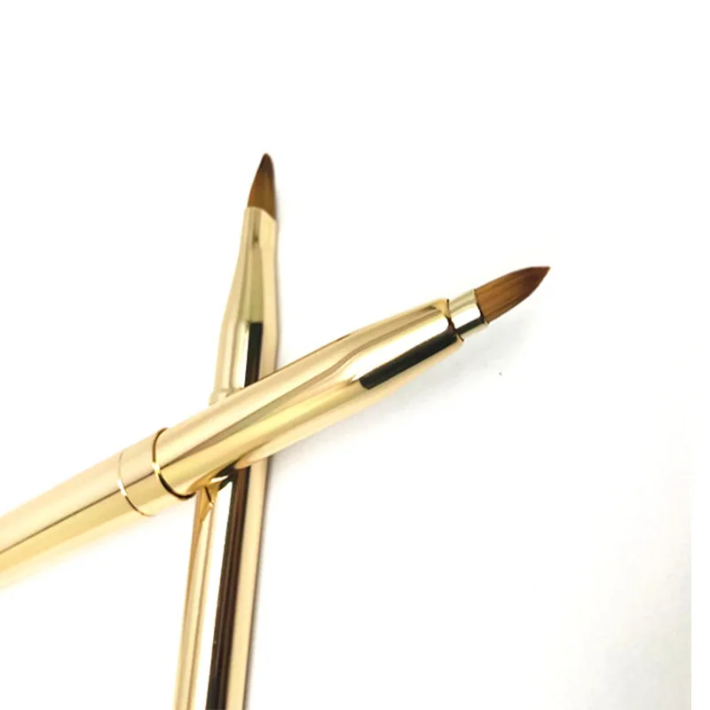 

Single portable travel double-headed automatic retractable brush Metal lip brush Eyebrow brush Lip line brush Beauty tool brush