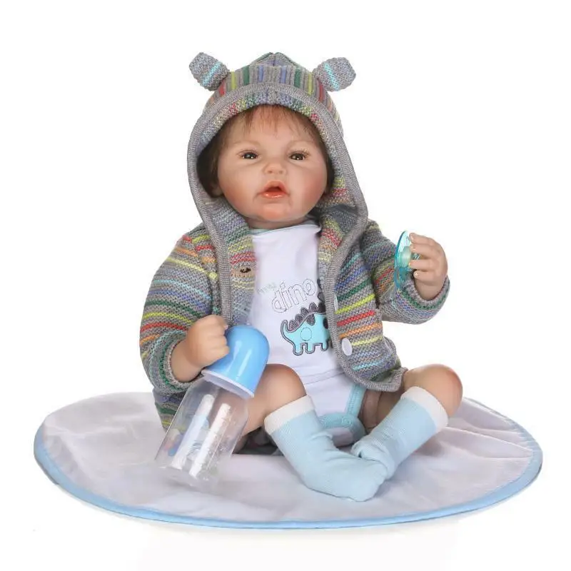 

22'' Realistic Reborn Doll Soft Silicone Lifelike Baby Boy Clothes Set Kids Gift Baby Doll Toys Baby Dolls Interactive Dolls